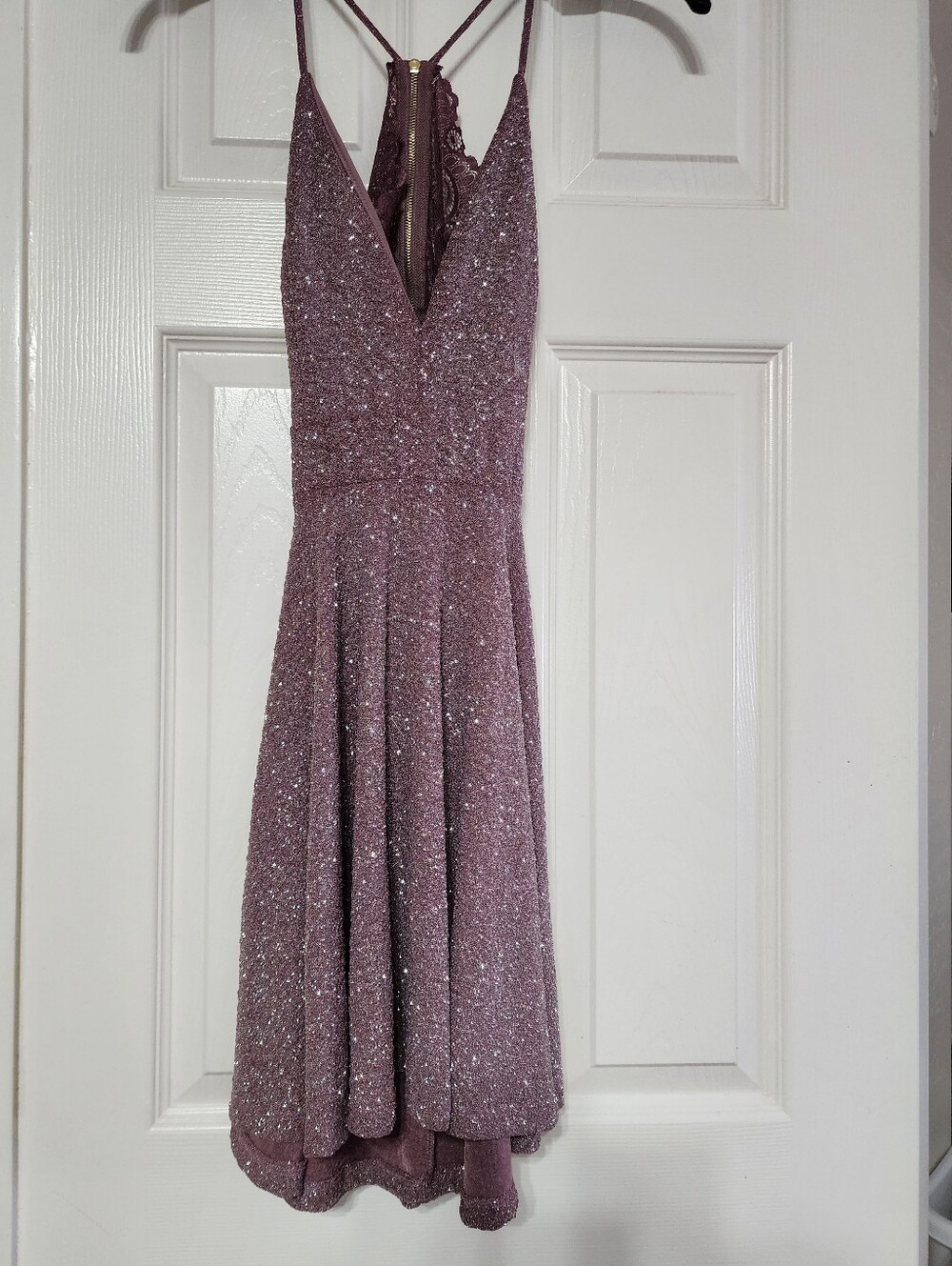 Windsor Purple Glitter V-Neck Dress NWT
